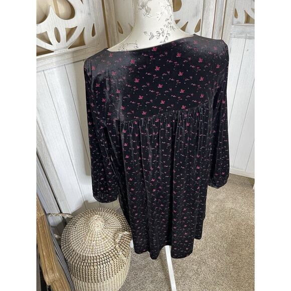 The Nines by Hatch Black Velvet Pink Floral Maternity Dress Size Small - Picture 2 of 6